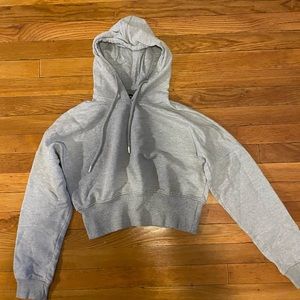 Cropped PLT sweatshirt hoodie grey gray M pretty little thing